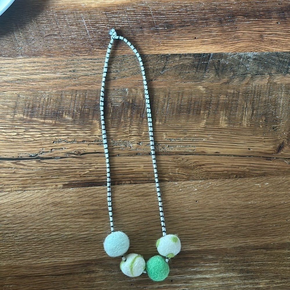 Child spring st. Patrick’s day felt ball necklace ☘️🌸✨